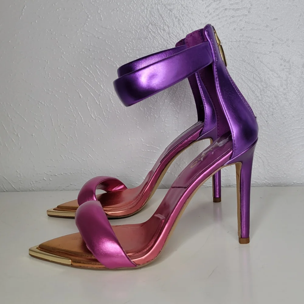 Aldo Heels Pink and Purple Ombre with Gold Point Toe Women's Size 6.5